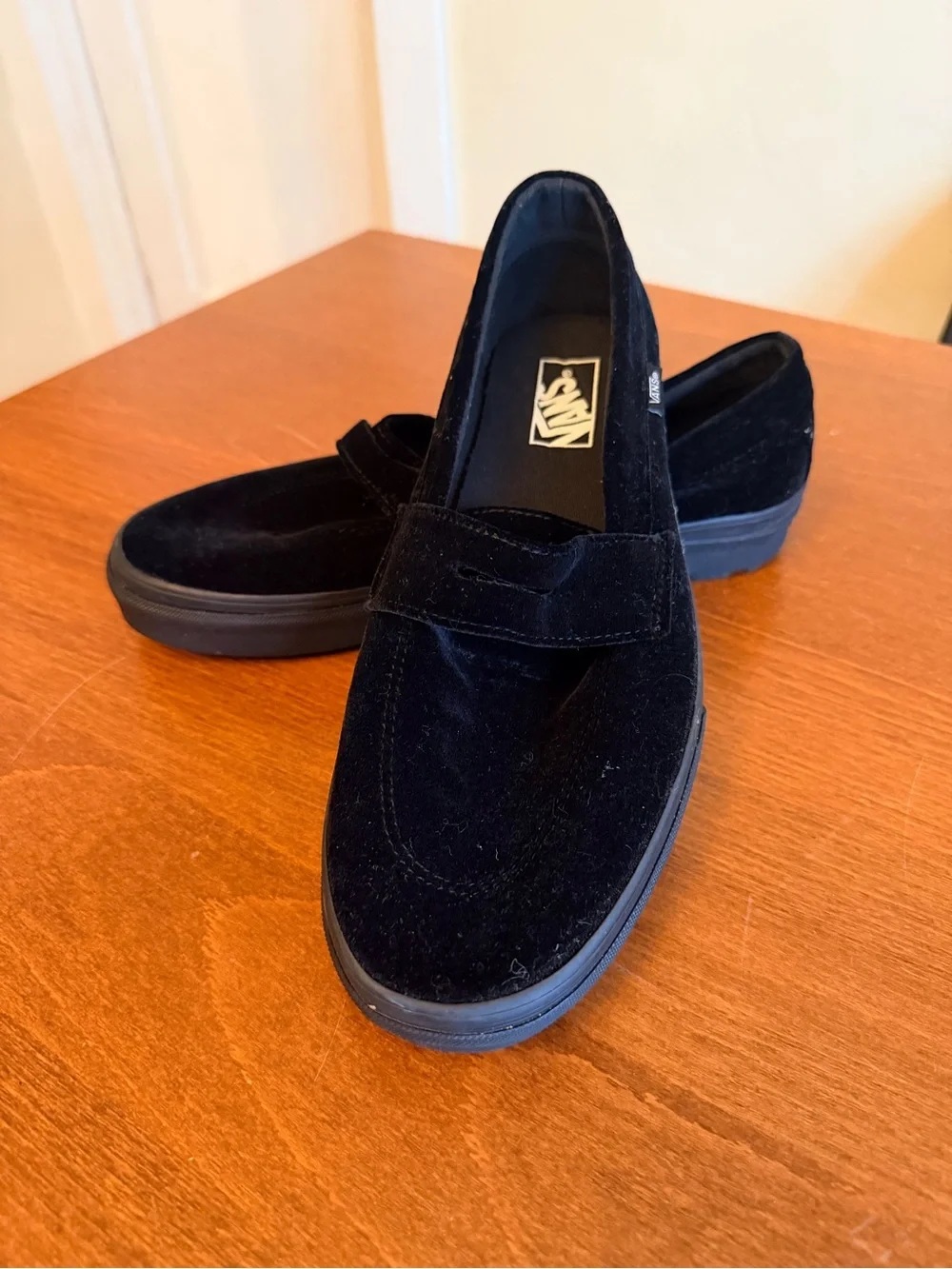Vans Men’s Black Velvet Slip-On Penny Loafers